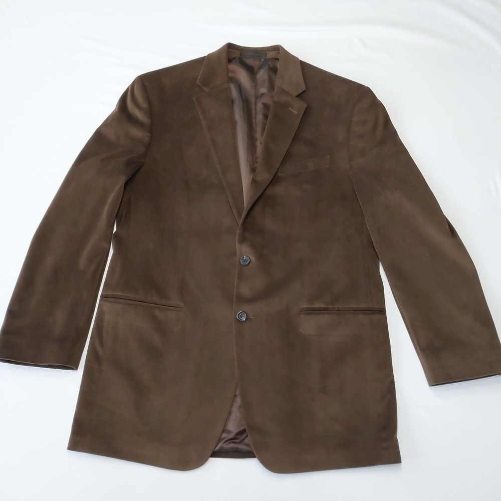 CHAPS Ralph Lauren Men 44R Brown Faux Suede Sport Coat Blazer Jacket
